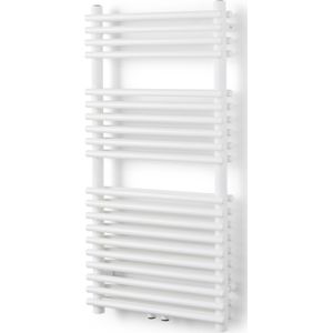 Vipera Alegria dubbele handdoekradiator 50 x 100 cm centrale verwarming mat wit zij- en middenaansluiting 850W