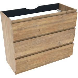 Linie Lado staande wastafelonderkast 100 x 46 cm natuur eik 3 lades