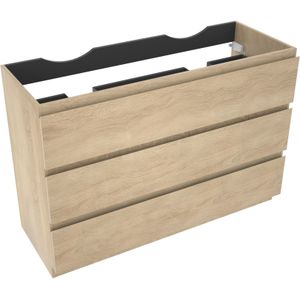 Linie Lado staande wastafelonderkast 120 x 46 cm wit eiken 3 lades 2 sifonuitsparingen