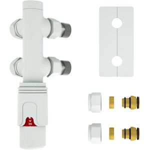 Vipera - Lungo - Thermostatische Radiatorkraan - Glanzend Wit - 90° Haakse Aansluiting