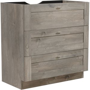 Linie Classo staande wastafelonderkast 80 x 46 cm grijze eik 3 lades