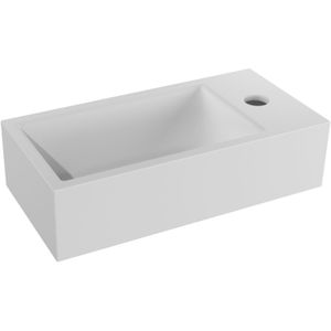 Luca Varess Cubic midi handenwasser mat wit Porselein 40,5x20cm rechts