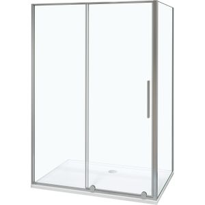 Luca Varess Morano douchecabine met schuifdeur en vaste zijwand 90 x 120 cm helder glas glans chroom profiel