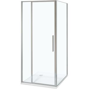 Luca Varess Morano douchecabine met draaideur en 2 vaste zijwanden 80 x 80 cm helder glas glans chroom profiel