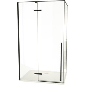 Luca Varess Stilus douchecabine met linkse draaideur en 2 vaste zijwanden 120 x 90 cm helder glas mat zwart profiel