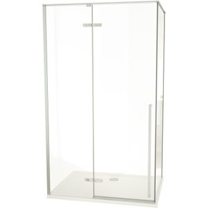 Luca Varess Stilus douchecabine met linkse draaideur en 2 vaste zijwanden 120 x 90 cm helder glas glans chroom profiel