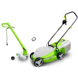 Central Park Elektrische Grasmaaier - 32cm Maaibreedte - 1300w – Incl. 25l Grasopvangzak + Grastrimmer 22cm - 250w