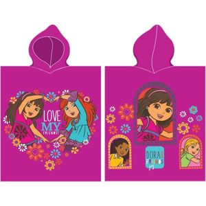 Dora de Verkenner poncho handdoek met capuchon - 50 x 115 cm. - Dora Love badponcho - paars