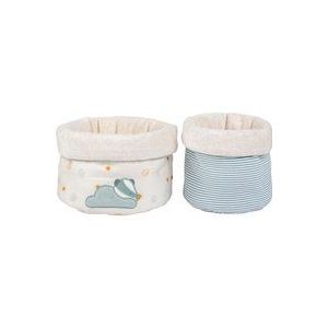 Nattou Felix & Leo - Set van 2 Opbergmandjes - 40 cm - Dusty blauw