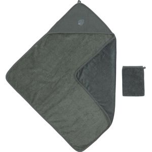 Nattou Badhanddoek met capuchon en washandje van katoen en polyester (badstof) Bladerpatroon Ca. 75 x 75 cm Katoen Luna en Axel Groen