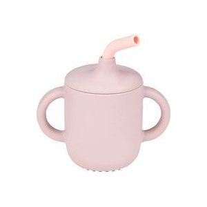 Nattou Drinkbeker met Rietje en Borstel Roze - Silicone