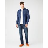 Wrangler - Texas - Jeans - Denim - Beige Leren Logo Patch