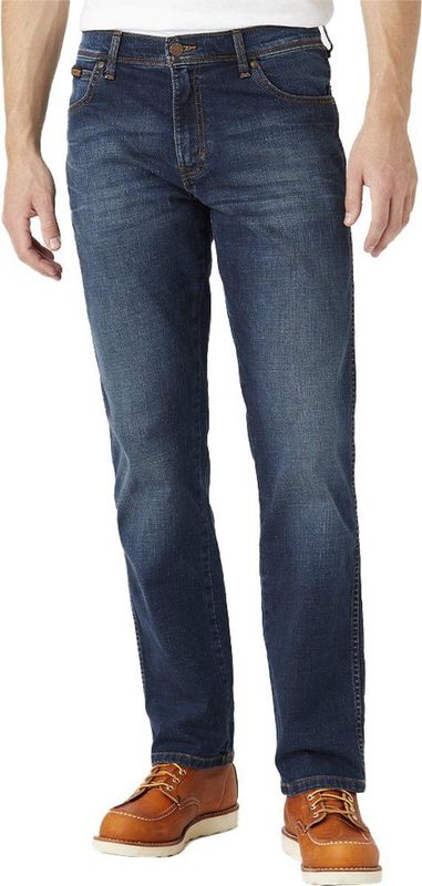 Wrangler - Texas - Jeans - Denim - Beige Leren Logo Patch