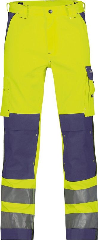 Dassy - Buffalo - Hogezichtbaarheidsbroek - Fluogeel/Marineblauw - 290 gram - Met Kniezakken