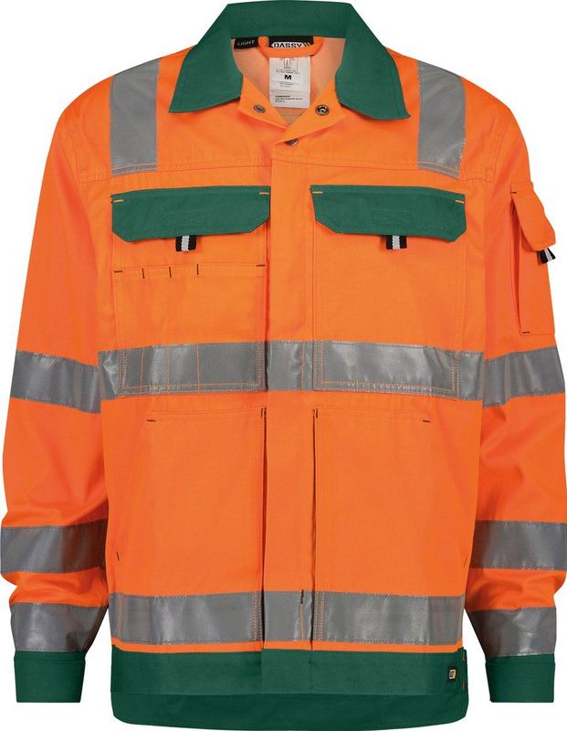 Dassy - Dusseldorf - Hogezichtbaarheidsvest - Fluo-Oranje/Flessengroen - 290 gram