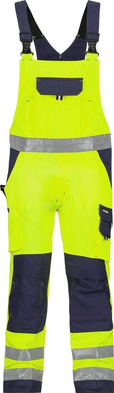 Dassy - Toulouse - Hogezichtbaarheidsbretelbroek - Fluogeel/Marineblauw - Maat 54