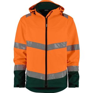 Dassy - Malaga - Softshelljas - Fluo-Oranje/Flessengroen - Hogezichtbaarheid