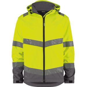 Dassy - Malaga - Hogezichtbaarheids Softshelljas - Fluogeel/Cementgrijs