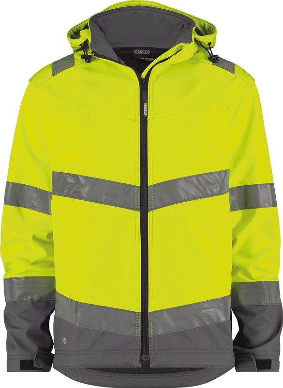 Dassy - Malaga - Hogezichtbaarheids Softshelljas - Fluogeel/Cementgrijs