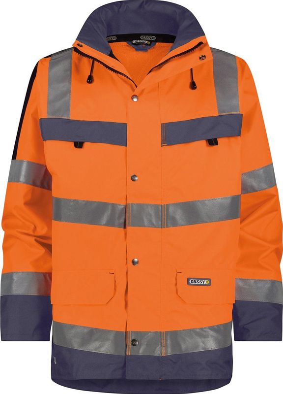 Dassy - Atlantis - Werkjas - Fluo-Oranje/Marineblauw - 100% Polyester - Waterdicht