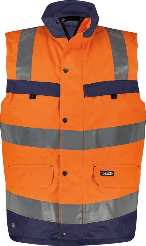 Dassy - Bilbao - Hogezichtbaarheidsbodywarmer - Fluo-Oranje/Flessengroen