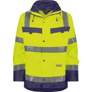 Dassy - Atlantis - Hogezichtbaarheidsparka - Fluogeel/Marineblauw - 100% Polyester - Waterdicht