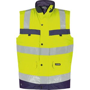 Dassy - Bilbao - Hogezichtbaarheidsbodywarmer - Fluogeel/Marineblauw
