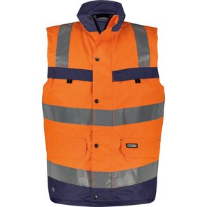 Dassy - Bilbao - Hogezichtbaarheidsbodywarmer - Fluo-Oranje/Marineblauw