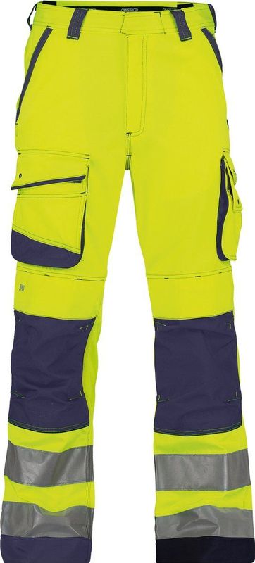 Dassy - Chicago - Hogezichtbaarheidsbroek - Fluogeel/Marineblauw - Maat 58
