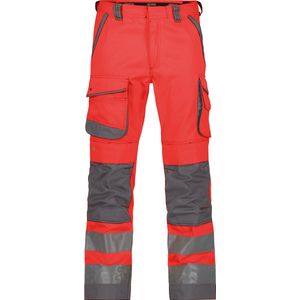 Dassy - Chicago - Hogezichtbaarheidsbroek - Fluorood/Cementgrijs - Met Kniezakken