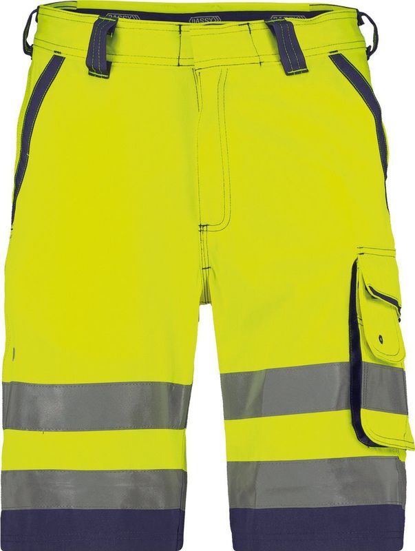 Dassy - Lucca - Hogezichtbaarheidsshort - Fluogeel/Marineblauw