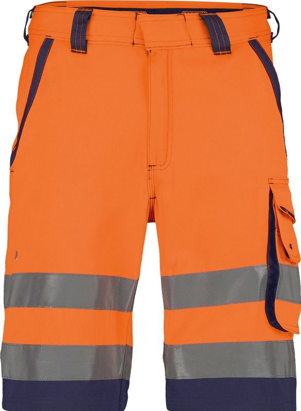 Dassy - Lucca - Hogezichtbaarheidsshort - Fluo-Oranje/Marineblauw