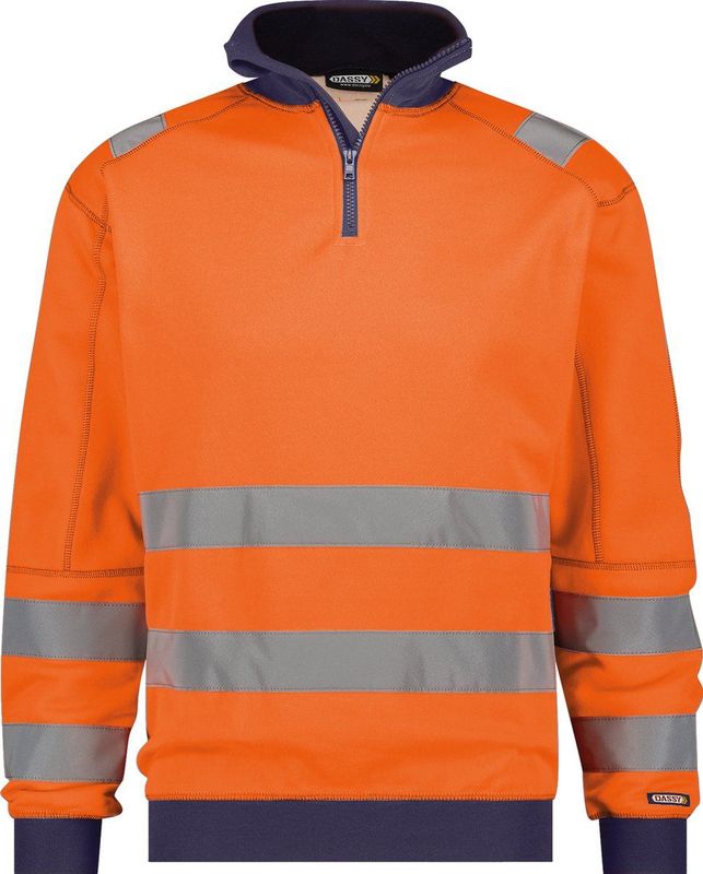 Dassy - Denver - Hogezichtbaarheidssweater - Fluo-Oranje/Marineblauw
