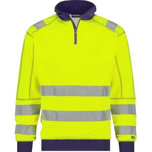 Dassy Denver Hogezichtbaarheidssweater Fluogeel/Marineblauw maat XS