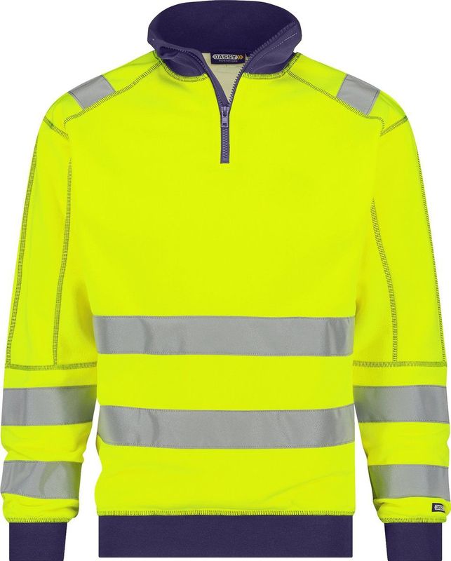 Dassy Denver Hogezichtbaarheidssweater Fluogeel/Marineblauw maat XS