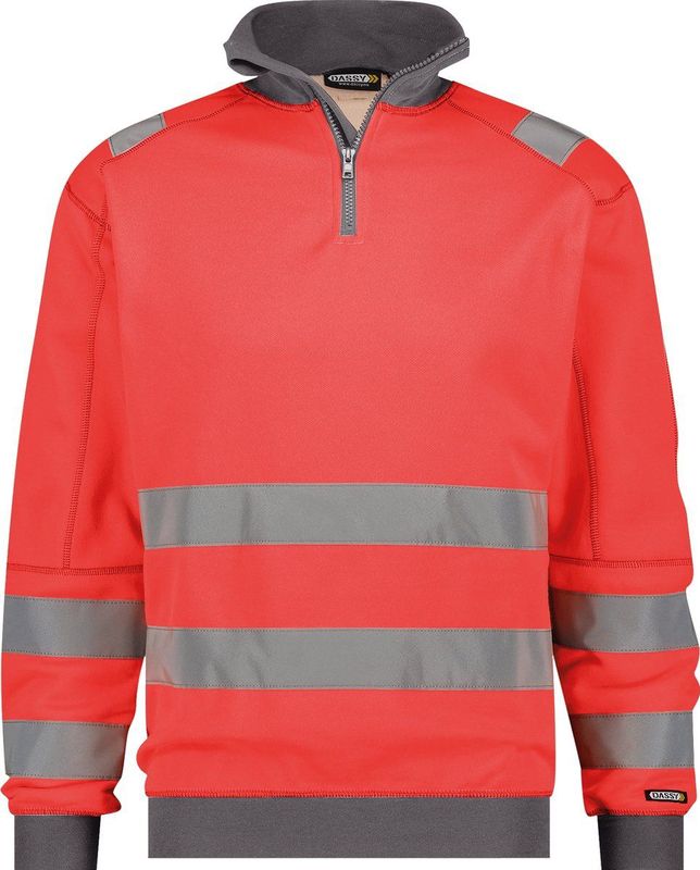 Dassy Denver Hogezichtbaarheidssweater Fluorood/Cementgrijs maat XS