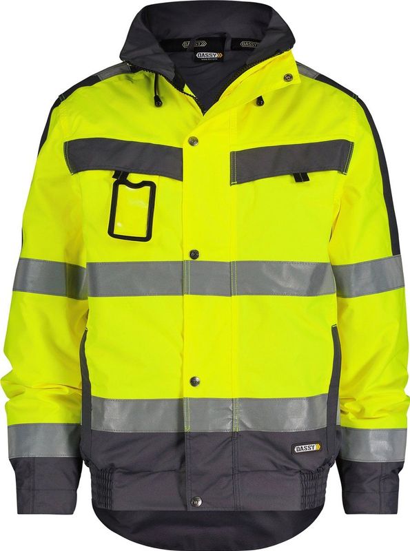 Dassy - Lima - Hogezichtbaarheidswinterjas - Fluogeel/Cementgrijs - Waterdicht, Winddicht, Ademend