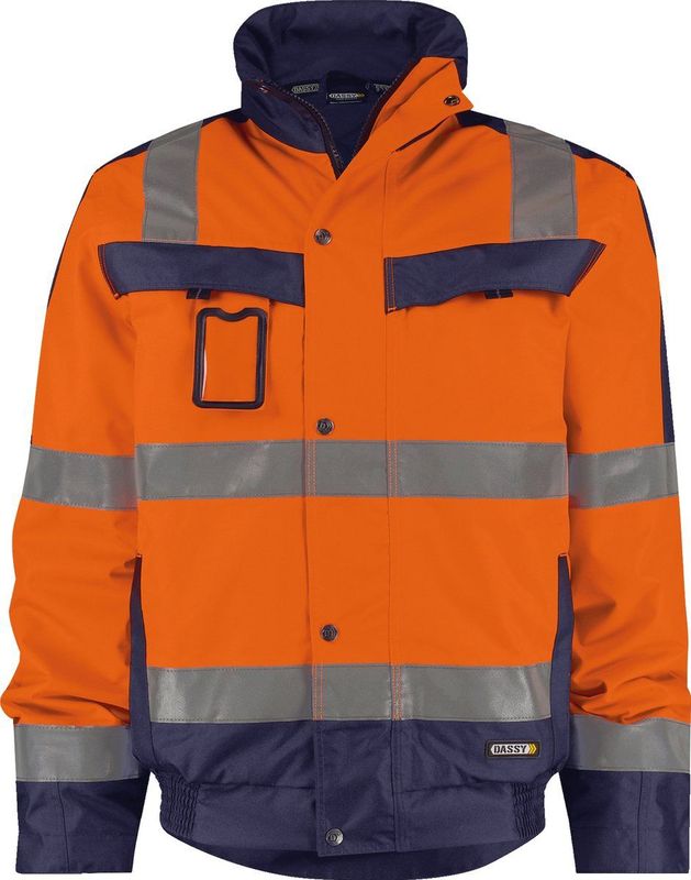 Dassy - Lima - Hogezichtbaarheidswinterjas - Fluo-Oranje/Marineblauw