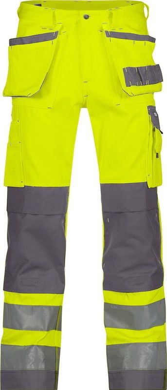 Dassy - Glasgow - Hogezichtbaarheidsholsterzakkenbroek - Fluogeel/Cementgrijs - Maat 54