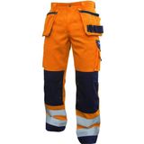 Dassy - Glasgow - Hogezichtbaarheidsholsterzakkenbroek - Fluo-Oranje/Marineblauw