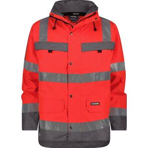 Dassy - Atlantis - Werkjas - Fluorood/Cementgrijs - 100% Polyester - Waterdicht