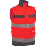 Dassy - Bilbao - Hogezichtbaarheidsbodywarmer - Fluorood/Cementgrijs