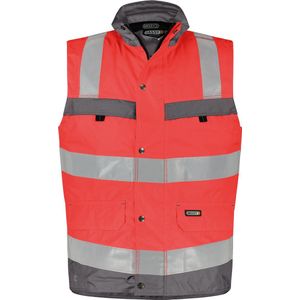Dassy - Bilbao - Hogezichtbaarheidsbodywarmer - Fluorood/Cementgrijs