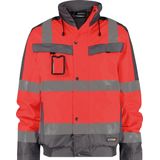 Dassy - Lima - Hogezichtbaarheidswinterjas - Fluorood/Cementgrijs