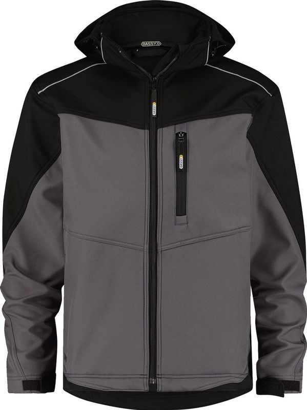 Dassy Jakarta Tweekleurige softshelljas Cementgrijs/Zwart maat 2XL