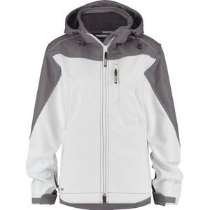 Dassy Jakarta Women Tweekleurige softshelljas voor dames Wit/Cementgrijs maat XL
