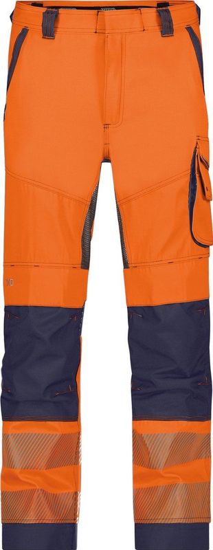 Dassy - Odessa - Zomer Hogezichtbaarheidsbroek - Fluo-Oranje/Marineblauw - Maat 50