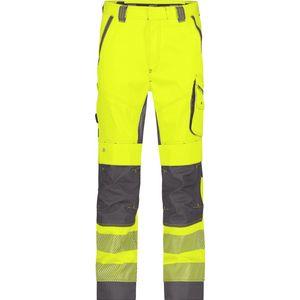 DASSY® Odessa Zomer hogezichtbaarheidsbroek met kniezakken - maat 42 - FLUOGEEL/CEMENTGRIJS