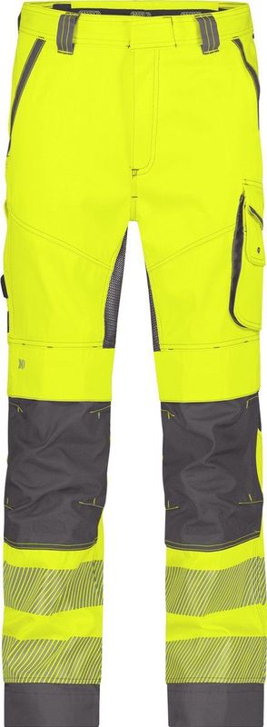Dassy - Odessa - Zomer Hogezichtbaarheidsbroek - Fluogeel/Cementgrijs - Met Kniezakken