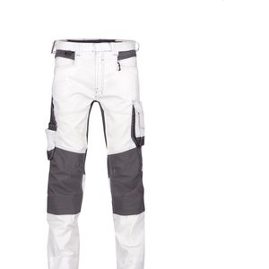 Dassy - Dynax - Schildersbroek - Wit/Antracietgrijs - Met Stretch en Kniezakken